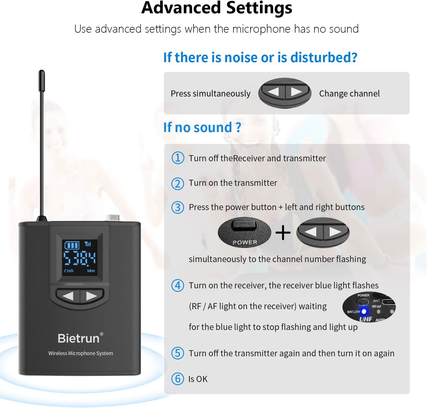 Uhf Wireless Lavalier Lapel Microphone System, Headset Mic, Interview Mic, Rechargeable Rx and Tx (Work 6hs), 165 Ft Range, 1/4" Output, for iPhone, Pa Speaker, DSLR Camera, Teaching, Instructor