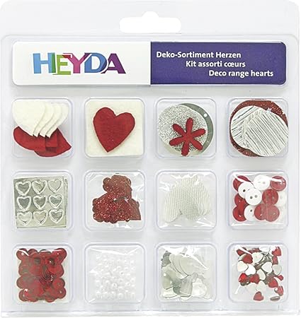 Heyda 204883273 Bastelartikel (Deko-Sortiment, Herzen, 12-teilig)
