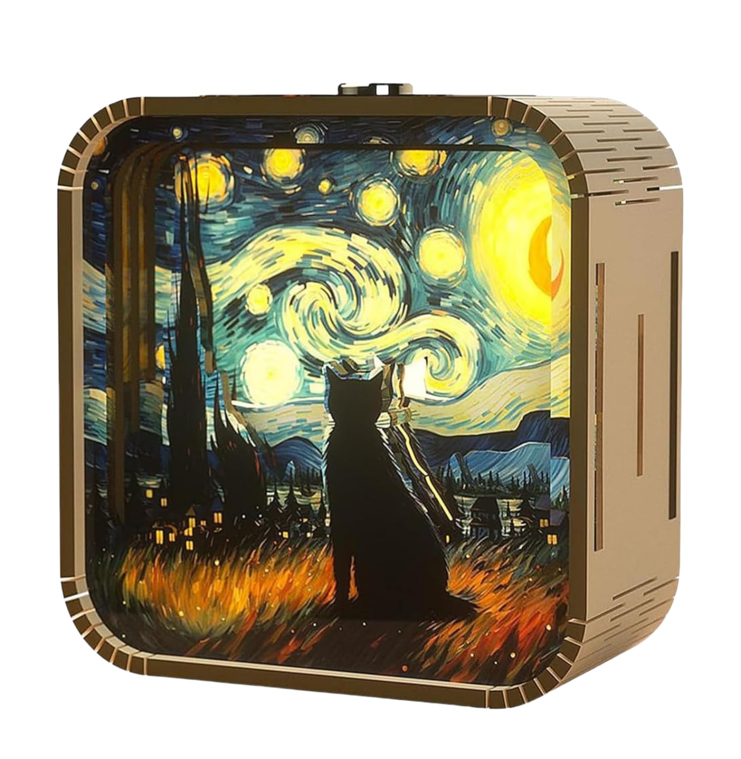 Photo 1 of ?3D Wooden Puzzle Night Light, DIY Wooden Puzzles with Touch Night Ligh, Christmas and Nightlight Home Decorations, Exquisite Desk Decor for DIY Puzzle Lovers