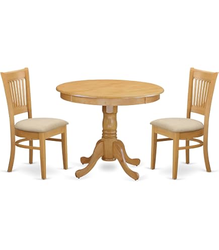 East West Furniture JAGR5-OAK-W - Juego De Mesa De Comedor De 5 Piezas De Altura De Mostrador, Incluye Una Mesa De Cocina Redonda Con Pedestal Y 4 Sillas De Comedor, 36