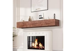 Weyderk Fireplace Mantel, Handcrafted Mantel Shelf for Over Fireplace, Wood Mantel with Invisible Heavy Duty Bracket, Wood Floating Shelves for Wall-Mounted, 72 Inch, Walnut