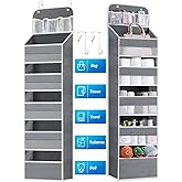 Wakaye Over the Door Organizers - 5 Tier Hanging Door Storage with 5 Spacious Pockets, Anti -Tilt 44 lb Load Behind Door Organizer for Bedroom,Nursery,Bathroom,Kitchen,Dorm,Pantry - 1 Pack,Grey