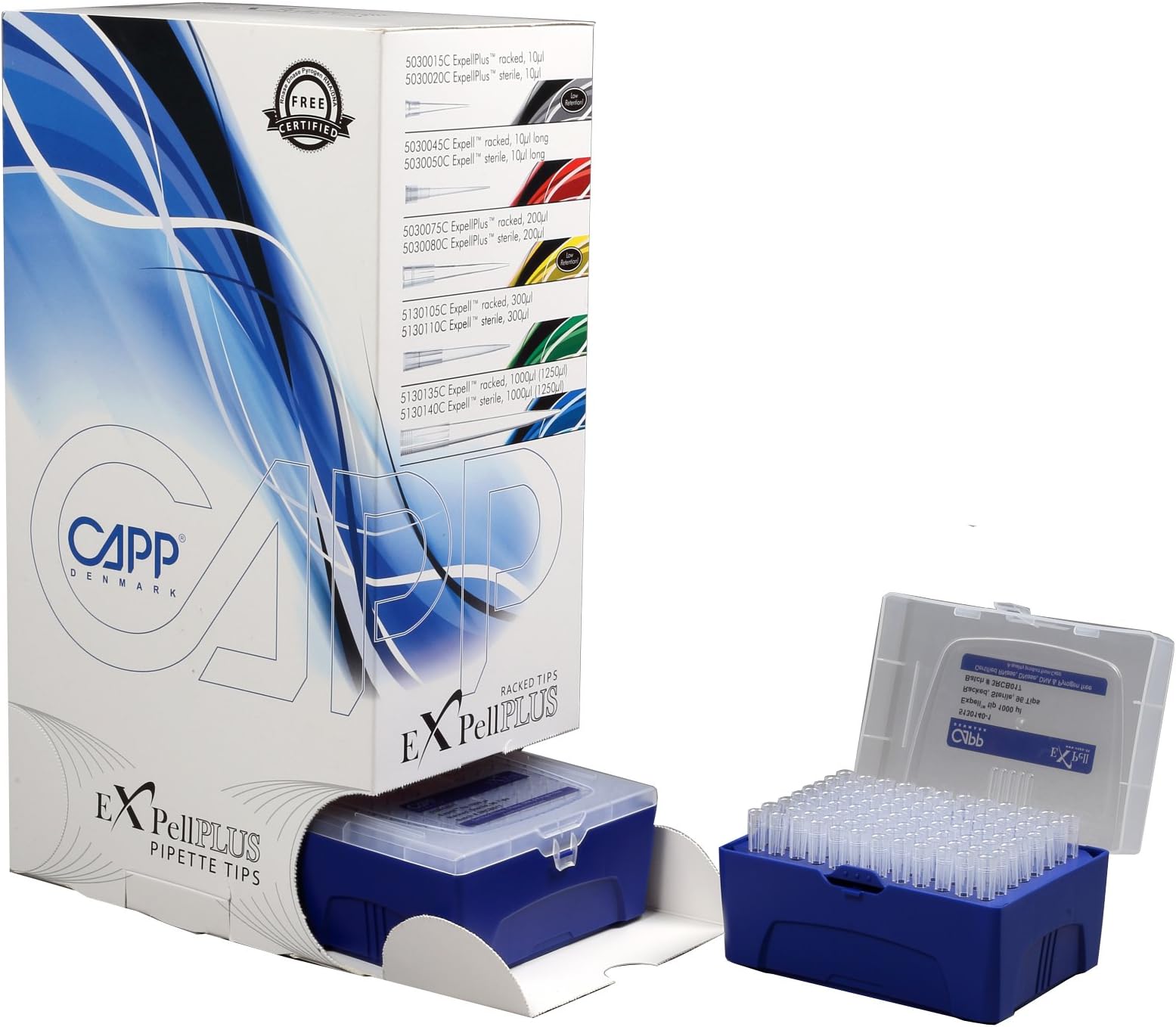 Expell 5130123C-S Filter Pipette Tips, Pre-Sterile, Hinged Racks, 96 Pieces x 8 Columns, 1250 uL, Extra Long (Pack of 768)