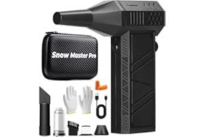 Official Genuine Snow Master Pro LED Turbo Blower for Snow - 200 Mph 130,000 RPM Mini Turbo Snow Blower with 4 Speeds, 50 Min Runtime, Fast Snow Removal on Cars, Driveways, Patios (Blower and Vacuum)