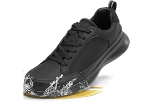 SPIEZ Mens Non Slip Shoes - SRC Slip-Resistant Certified Food Service Shoes, Lightweight Breathable Slip On Work Sneakers Bla