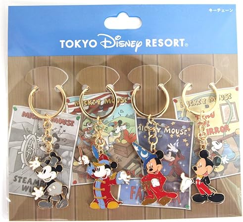Amazon ミッキー キーチェーン キーホルダー セット ヒストリー 東京 ディズニーリゾート限定 4個ｾｯﾄ アニメ 萌えグッズ 通販