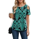 NILOUFO Cold Shoulder Tops for Women Summer Short Sleeve Blouses 1-3 Pack | Blouses for Women Dressy Casual Shirts Open Shoulder Strappy Lightweight Tunic Tops for Work Office Vacation Daily Wear