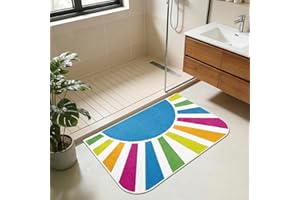 Bathroom Rug Mat 20x30, Soft Fluffy Rainbow Sun Bath Mats for Bathroom, Non Slip Machine Washable Bathmat for Shower Floor Tu