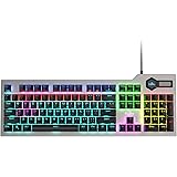 Fiodio Mechanical Gaming Keyboard, Wired RGB Rainbow Backlit Keyboard with Blue Switches, Ergonomic Standard Keyboard for Des