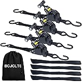 BCJCLTS Retractable Ratchet Straps,1" x 10' Heavy Duty Ratchet Straps Self Retractable Tie Down Straps with Soft Loops for Motorcycle, Truck,Trailer(4-Pack)