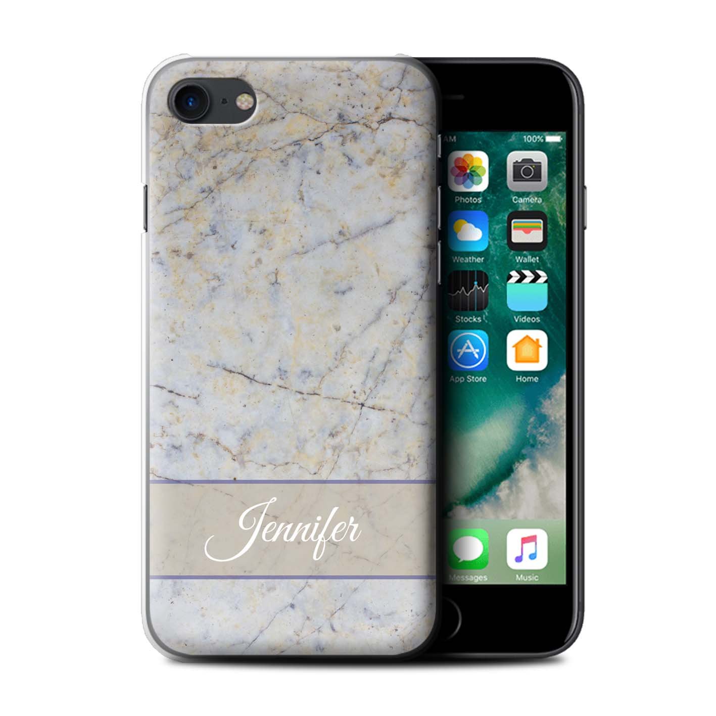 Stuff4 Personalised Custom Marble Case For Apple Iphone 8 Cloud
