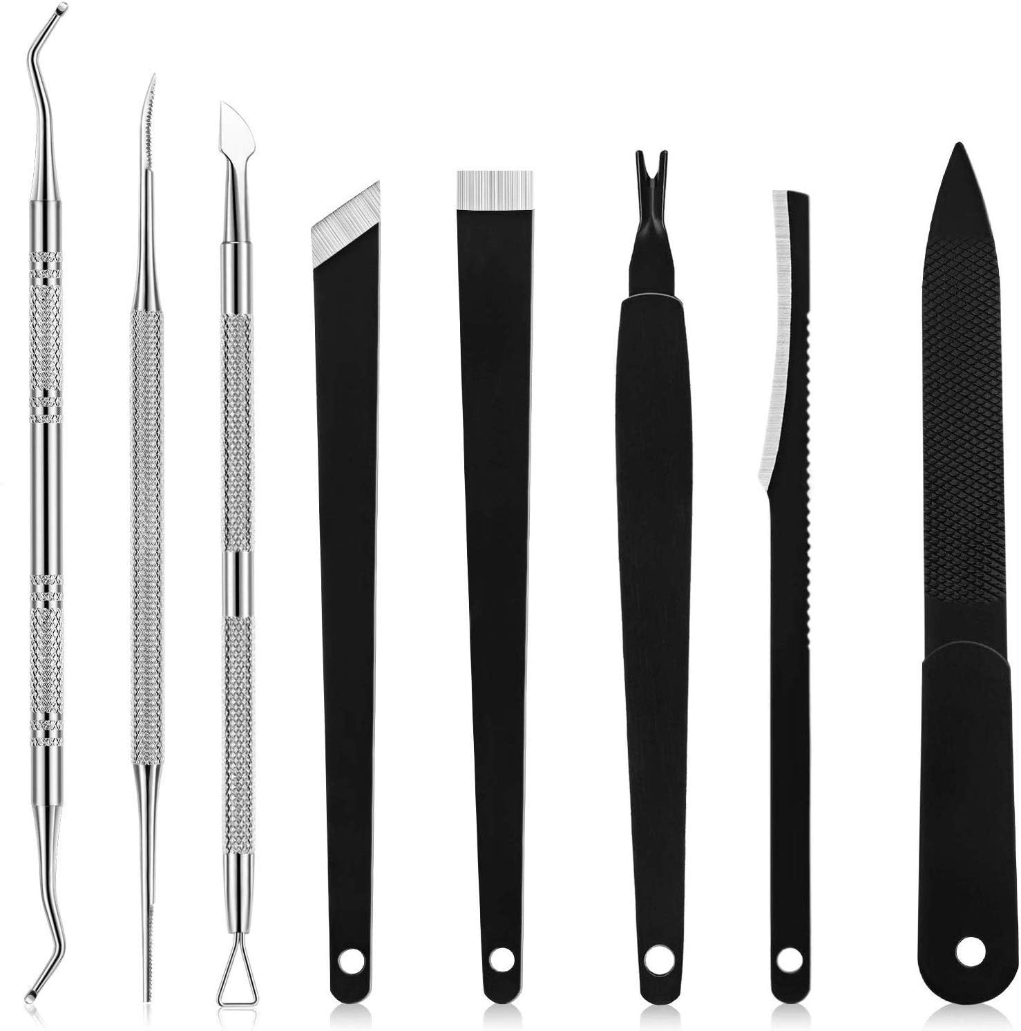 8-Piece Pedicure Nail Knife,Ingrown Toenail Correction Tool Set,Men Women Nail Clippers Stainless Steel Kit Portable Travel Grooming Kit Cuticle And Nail Care (8-Piece)
