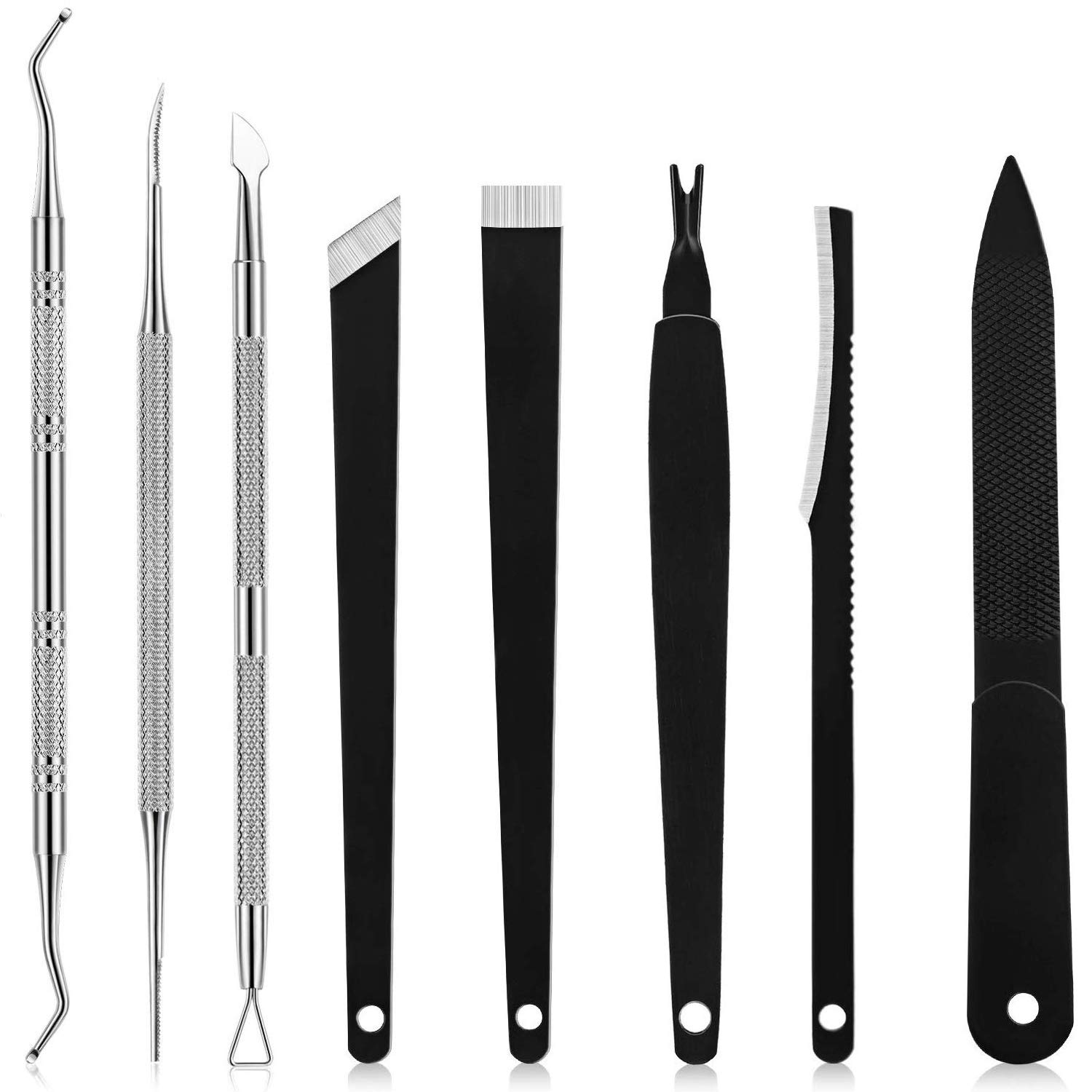 8-Piece Pedicure Nail Knife, Ingrown Toenail Correction Tool Set, Men Women Nail Clippers Stainless Steel Kit Portable Travel Grooming Kit Cuticle And Nail Care (8-Piece) : Beauty