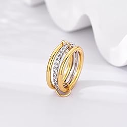 Canboer 14K Gold Plated Interlocked Stackable Rings