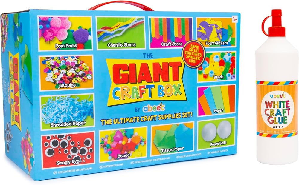 abeec Giant Craft Box plus Glue Bundle 1000+ Pieces 500ml Glue