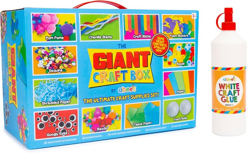 abeec Giant Craft Box plus Glue Bundle 1000+ Pieces 500ml Glue