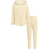 Arshiner Girl's Sweaters Set 2 Piece Outfits Rib-Knit Sweatsuits Cute Pullover Sweatshirt and Sweatpants Kids Tracksuits