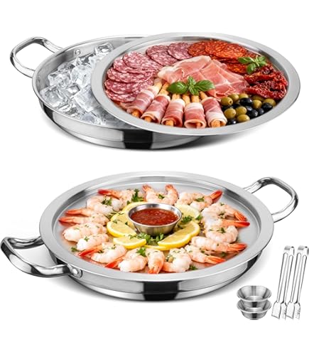Mud Pie Oyster - Set Di Vassoi Refrigeranti Per Ostriche, 2 Pezzi In Gres, Lavabile In Lavastoviglie, 10.2x35.6 Cm