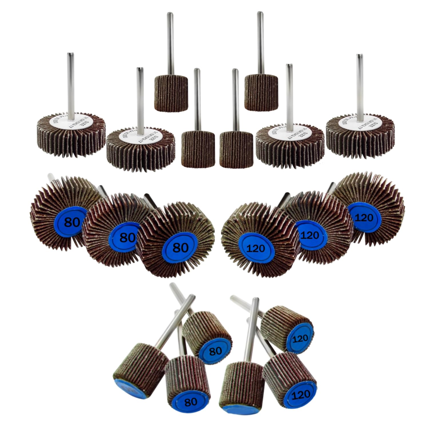 LINE10 Tools Mini Flap Sanding Wheel Rotary Tool Accessories Kit, 1/8-inch Shank, Pack of 20