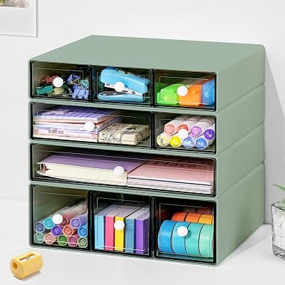 JOENCOST Desk Organizer with 9 Drawers 4 Tier Stackable Storage ABS