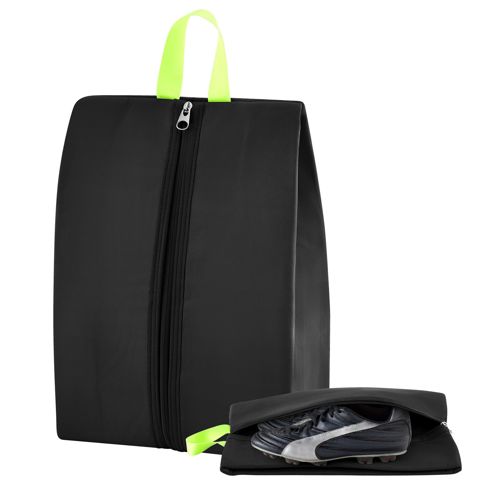 Photo 1 of Vincreem Smell Proof Shoe Bag for Travel Water-resistant Odor Cleat Bag Absorbing Lightweight Golf Soccer Shoe Storage Organizer Pouch with Zipper for Gym Sports Travel Work(Black)