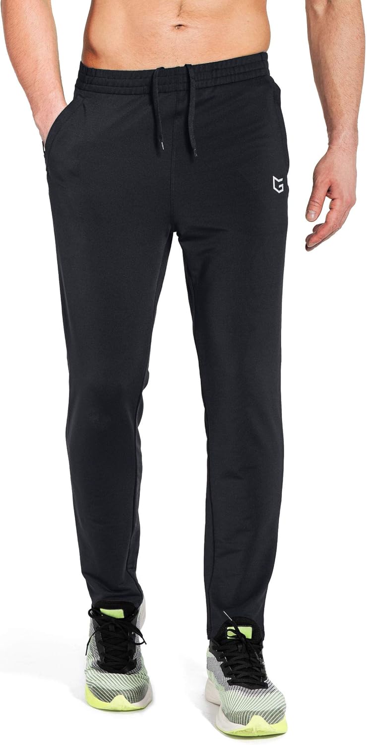 G Gradual Men's Sweatpants with Zipper Pockets Tapered Track Athletic Pants for Men Running, Exercise, Workout: Clothing