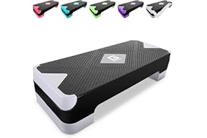 GYMMAGE Aerobic Exercise Step, Adjustable Aerobic Stepper for Exercise, Workout Step Platform for Step Up, 26.5" Step Deck wi