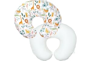 Boppy Nursing Pillow Liner and Colorful Wildlife Nursing Pillow Cover 2 Pack, Includes One White Protective Liner and One Original Boppy Pillow Cover, Nursing Support Pillow Sold Separately