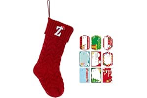 ZGCYSMHT Christmas Stockings Personalized Custom Initials 18 Inches Knitted Christmas Stockings with Letter Fireplace Hanging Monogram Xmas Stockings for Kids,Family Holiday Party Decoration（Red Z）