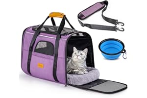 Morpilot Cat Carrier - Soft Sided Cat Carrier Large for Big Medium Cats and Puppy up to 18lbs, Pet Carrier with Safety Zipper