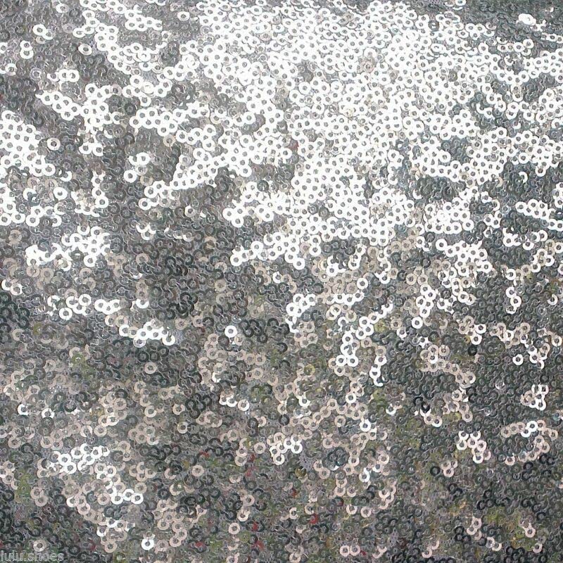 3mm Sequins Fabric 2 Way Stretch Fish Scales Multicoloured Material for Carnival Crafts - 130cm Wide (2 METRES, Silver)