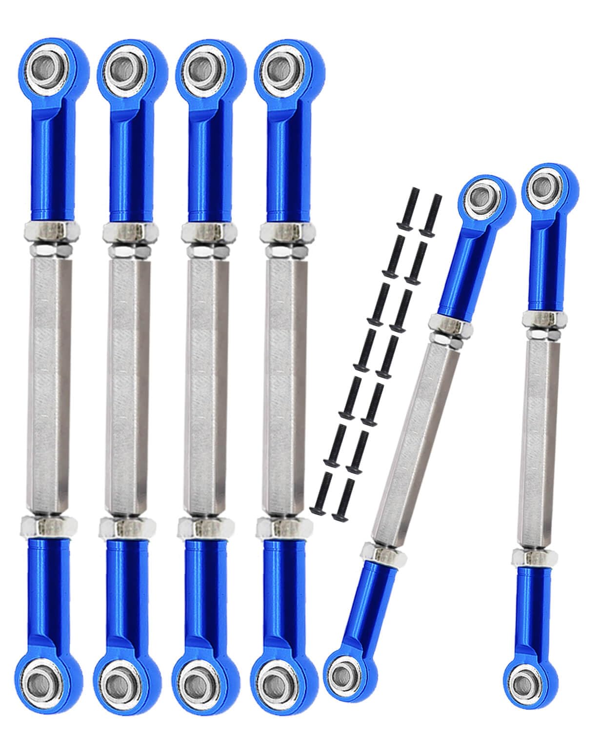 Photo 1 of ARRCat Turnbuckles Camber Links Upgrades Parts for Ecx 1/10 2WD Ruckus Axe Brutus Circuit AMP MT AMP DB AMP Crush K&N Torment,6PCS Aluminum Adjustable Turnbuckles,Replace ECX1046,Navy Blue