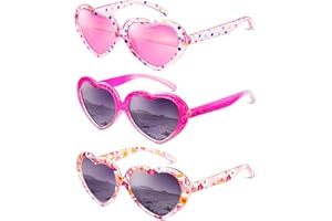 QALLY Kids-Sunglasses Girls Polarized Sunglasses: Heart Shaped Sun Glasses UV Potection for Children Age 3-12 (3 Pack)