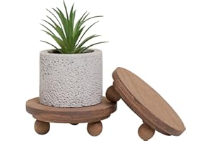 DD DEFINED DECO Defined Deco Mini Wood Risers for Display, Small 5"Round Rustic Pedestal Display Stand (Set of 2, Wood)