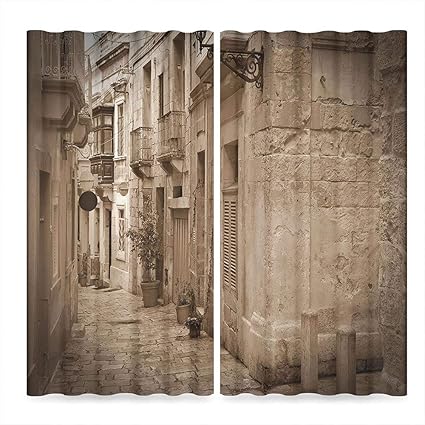 Amazon Com Retro Small Window Blackout Curtains Old Narrow Street
