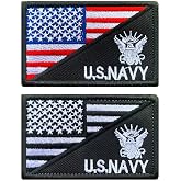 Antrix 2 Pcs American Flag Navy Pride Embroidered Patches Hook &amp; Loop Patches for Hats Backpacks Bags Jackets