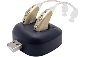 MEDCA Digital Hearing Amplifiers - Rechargeable BTE Personal Sound Amplifier Pair with USB Dock - Premium Gold Behind The Ear Sound Amplification - by NewEar