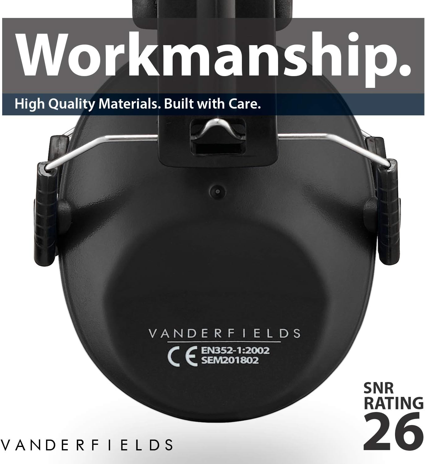 Vanderfields Hearing Protection for Shooting – Compact Foldable Portable Safety Earmuffs for Blocking Ear Sound Reduction - Hunting Range Studying Lawn Mowing - Men Women Adults - Black - - 