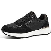 LUCKY STEP Women's Fashion Casual Sneakers Platform Rhinestone Retro Trendy Tennis Travel Walking Shoes Anti-Slip Comfortable Lace-up Footwear