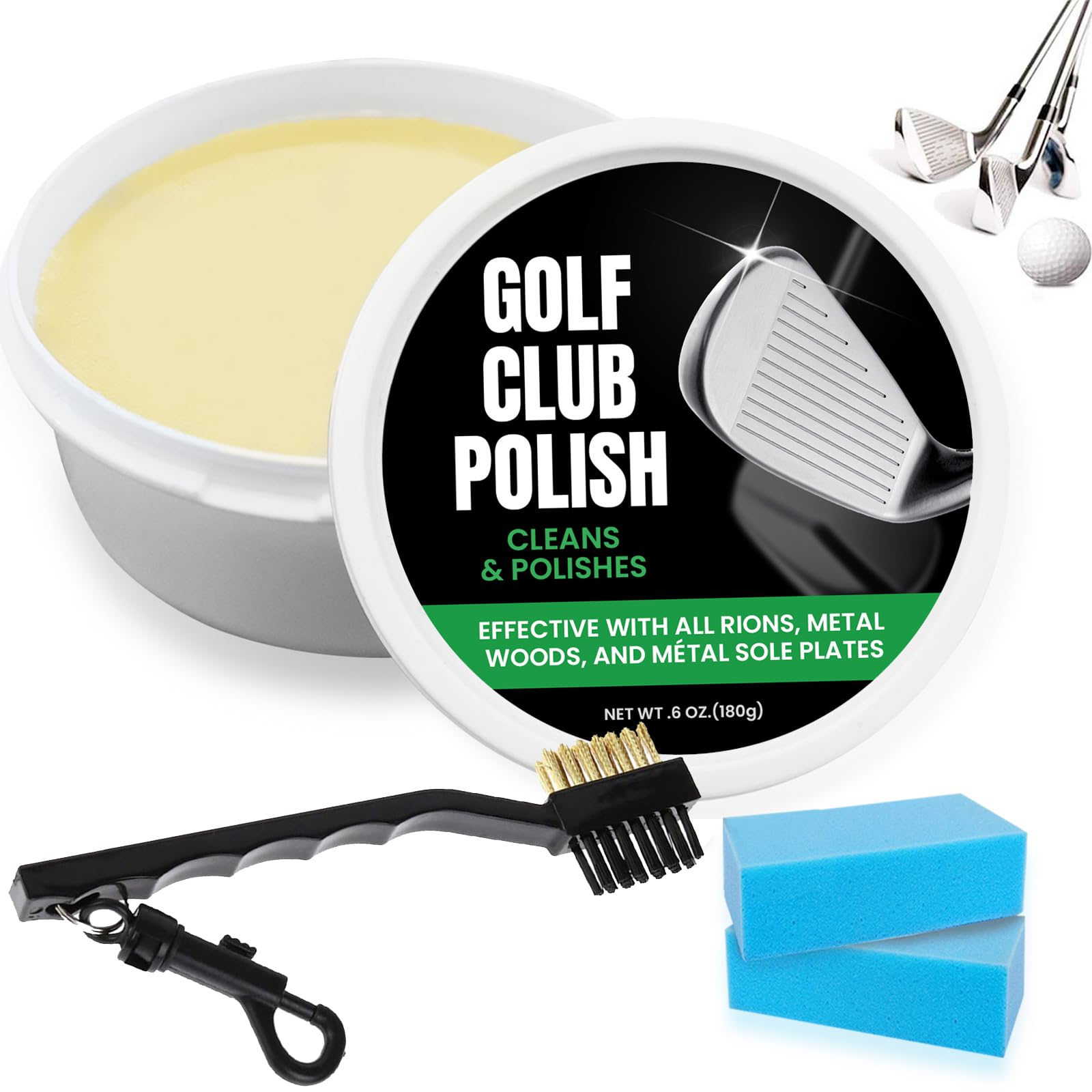 FINGER TEN Golf Club Cleaner Scratch Remover with Golf Brush Cleaning Tools for Golf Clubs and Golf Shoes Value Set, Golf Club Bag Accessories Grip Cleaner Keeps (Golf Club Cleaner with Brush)