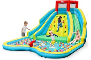 BOUNTECH Inflatable Water Slide Park, 15x12FT Kids Mega Waterslide for Outdoor w/Dual Slides for Racing Fun, Heavy Climbing W