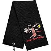botogift Disc Golf Towel, Embroidered Funny Golf Towel - Disc Golf Gifts for Men or Women, Disc Golf Accessories for Men or Women, Fuck You Tree, Black
