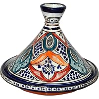 Moroccan Handmade Serving Tagine Exquisite Ceramic With Vivid colors Original Medium 10 inches Across