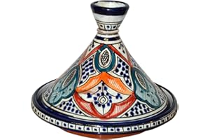 TREASURES OF MOROCCO Moroccan Handmade Serving Tagine Exquisite Ceramic With Vivid colors Original Medium 10 inches Across