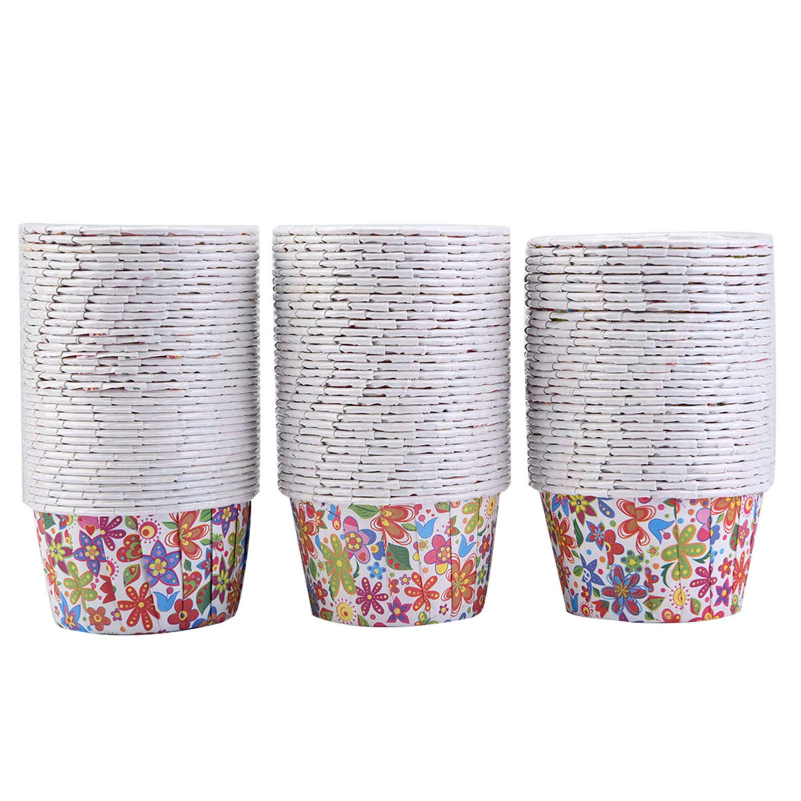 100PCS Baking Cups,Round Cake Baking Cups Muffin Moulds for Party Weddings, Birthdays Decoration(Rainbow Pattern)