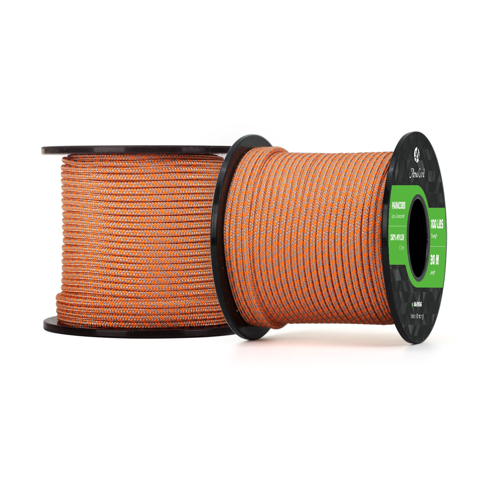 Abma Cord Paracord 100 lbs 2mm 100% Nylon 30M - Grey & Orange — image 1