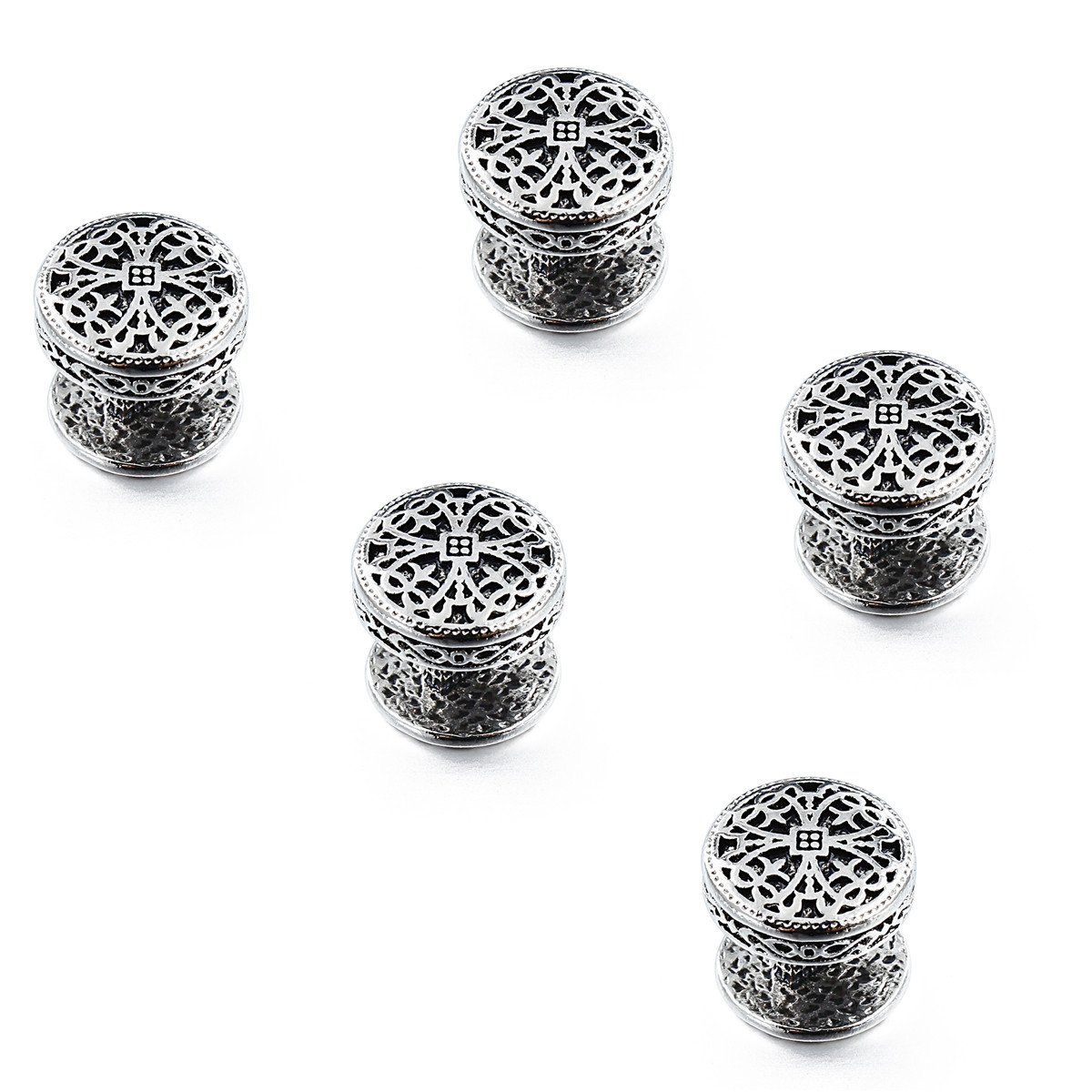 HAWSON Cufflinks and Studs for Men-Fashion Men Vintage Enamel Carbon Fiber Tuxedo Shirt Cufflinks and Studs Set for Regular Wedding Business Accessories antique silver 5 pcs studs set