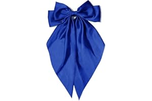KIVZEX Large Hair Bows for Women Royal Blue Silky Satin Hair Bow Hair Clips Long Tail French Hair Ribbon Coquette Bows Hair Barrettes for Girls