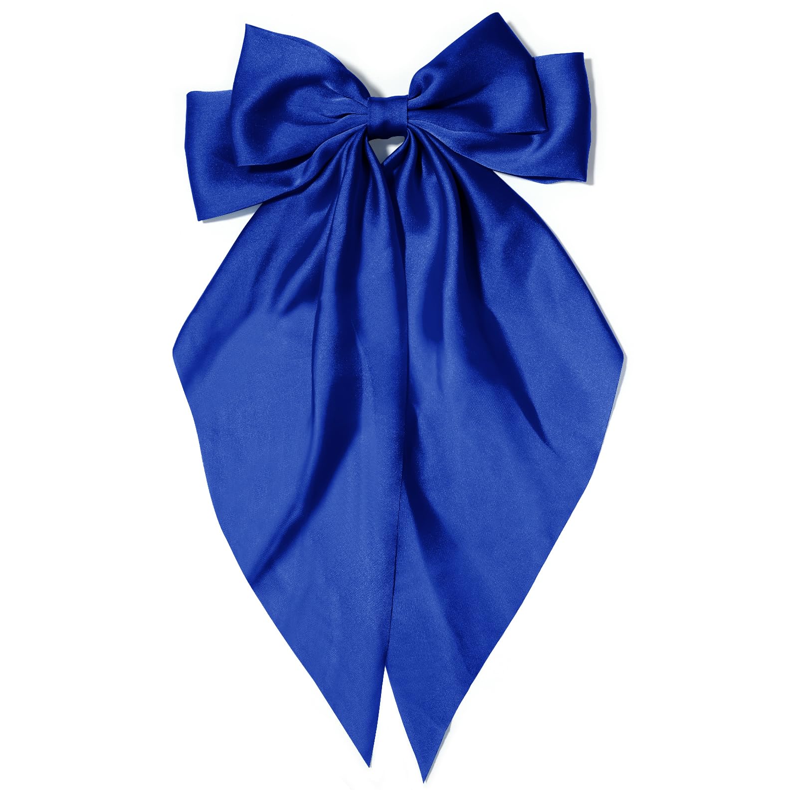 Photo 1 of Large Hair Bows for Women Royal Blue Silky Satin Hair Bow Hair Clips Long Tail French Hair Ribbon Coquette Bows Hair Barrettes for Girls