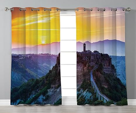 Thermal Insulated Blackout Grommet Window Curtains Tuscan Decor